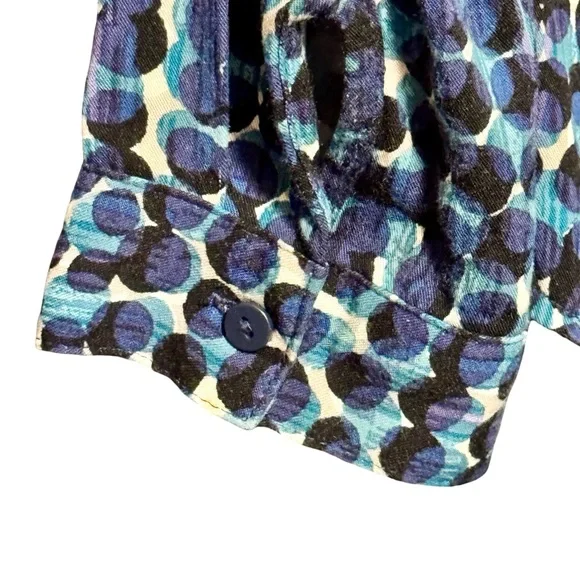 Nic + Zoe Long Good Vibes Sleeve Button Front Abstract Polka Dot Blouse Top - Picture 9 of 14
